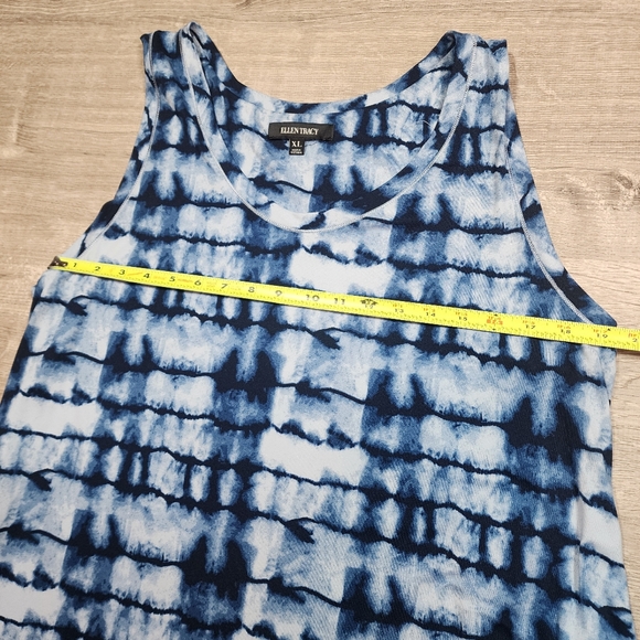 ELLEN TRACY Blue White Tank Dress Tie Dye Pattern Sleeveless XL - Picture 6 of 10